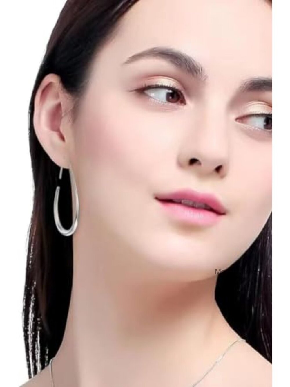 14k Gold Plated Sterling Silver Teardrop Hoop Earrings Large Oval Pull Through - Picture 4 of 6